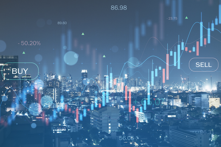 Glowing financial candlestick chart illustrating a high-volatility regime switch and structural price break.